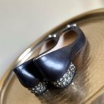 Carolinna Espinosa Leather With Rhinestone Block Heels Black Size 5 Photo 3