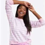 Draper James  Women’s Kelsea Sweatshirt in Pink White Awning Stripe Size‎ Large Photo 0
