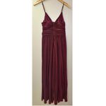ASTR Burgundy Pleated Cut Out Detail Wide Leg Jumpsuit Photo 3