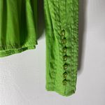 Bebe  Y2K Fitted Button Down Pleated Jewel Button Down Blouse Green Medium Photo 5