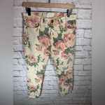 Current/Elliott  Floral Print‎ Cream Pink Cropped Ankle Skinny Jeans size 27 Photo 1