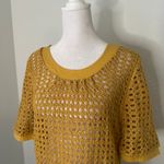 Anthropologie Angel of the North dark yellow open knit short sleeve top size S Photo 3