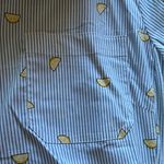 Women's Blue Striped Button Down Shirt with Yellow Accents Lemon Design Size XL Photo 4