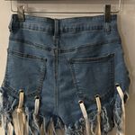 Hot & Delicious  Denim Fringe Shorty Shorts Jorts S Festival Boho Cowgirl Rave Photo 7