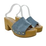 Veronica Beard Hannalee Suede Clog Sandals Heels Slide Wooden Blue Size 10 Photo 1