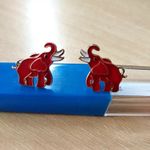 Red Enamel Elephant Earrings Alabama Crimson New Photo 2