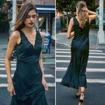 Hunter Bell  Lulu Embroidered Satin Bias Gown Size 0 NWOT Photo 2