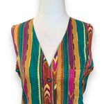 Diane Gilman Vintage  Waistcoat Vest Tan Multicolor Vertical Stripe Southwestern Photo 5