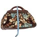 Isabella Fiore  Vintage-Look Brown Teal Floral Beaded Top Handle Bag Clutch Photo 3