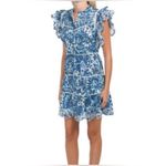 House of Harlow 1960 Melba blue floral ruffle button down dress Sz Medium Photo 4
