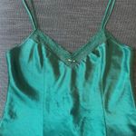Emerald Green Satin Midi Slip Dress Lace Vintage Size Medium Lingerie Nightie Photo 0