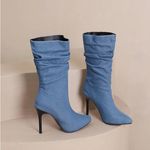 Stylish Blue Stiletto Heel Boots Size 7.5 Photo 1