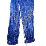 Poupette St. Barth Jena Jumpsuit Small Blue Floral Batik Satin Tropical Boho NEW Photo 10