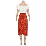 ROUJE PARIS Glorie Wrap Midi Skirt, Tulipa, FR38/US6 Red Size 6 Photo 6