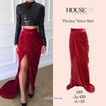 House Of CB 'Therina' Wine Velvet Thigh Split Maxi Skirt Photo 5