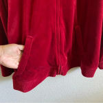 Lauren Ralph Lauren Red Full Zip Velour‎ Sweater Size 2X Photo 2