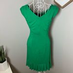 Betsey Johnson  Green Ruched Ruffle Hem Mini Dress Lined Size 2 Hoco Cocktail Photo 1