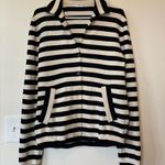 Akris Punto Striped Collared Button Down Wool Cardigan Knit Blazer Cream/Black 8 Photo 0