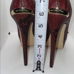 Michael Kors  Milan Platform Peep Toe Heels Burgundy Snakeskin Print Women’s 9 Photo 8