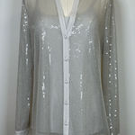 White House | Black Market Sheer Sequin Button-Down Blouse & Cami Women’s Small Photo 0