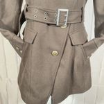 Velvet Heart Women's Brown Military Wool Blend Coat Jacket M Belted Lightweight Photo 2