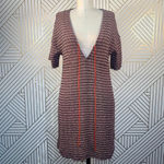 ZARA  Tweed Pink Orange Stripe Tie‎ Neck Short Sleeve Mini Dress Size Small Photo 2