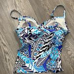 Croft & Barrow  Women’s Size 10 Blue & White Tankini Bathing Suit Top Swimwear Photo 2