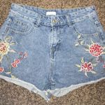 Embroidered Jean Shorts Blue Size L Photo 0