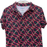 IBKUL Bitty Equestrian Print Short Sleeve Polo Golf Athleisure Dress SMALL Photo 3