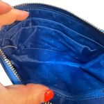 Tory Burch Large Blue Britten Zip Wristlet Wallet Pebbled Leather Gold Hardware Photo 7