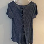 Altar'd State Blue  Short Sleeve Shirt with Lace Up Back Photo 2