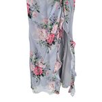 Velvi Cali Maxi Dress in Blue Floral size Small Lace Up Sleeveless Slit Ruffle Photo 5