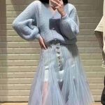 Miss Sixty  Denim Skirt with Blue Lace Overlay Photo 0