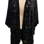 Black Velvet Burnout Kimono Duster Drape Front One Size Whimsigoth Dark Fairy Photo 0