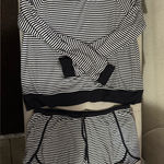 Shimera Black and White Striped Pajama Set Size M Photo 0