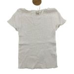 Honey Punch - Ribbed Pointelle Knit Short Sleeve Top in Ivory Photo 0