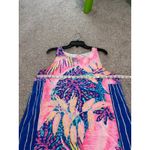 Lilly Pulitzer  Women's Tank silk dress Sleeveless Blue Pink Palm Print‎ Size L Photo 5