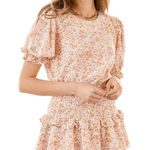 Lulus Multicolour Floral Isn’t She Darling Blush Smocked Mini Dress Medium Photo 0