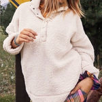 Aerie Women’s Size XL Oversized Cream Sherpa Snap Front Pullover Photo 0