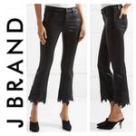 J Brand ‎ Coated Black Out Selena Cropped Lace Hem Mid-Rise Bootcut Jeans Size 29 Photo 1