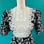 ZARA  Black & White Floral Dress w/ Crochet embroidered Front in size small Photo 1