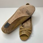 Vaneli Peep Toe Patent Leather Wedges‎ Size 9.5 Wide Tan Photo 5