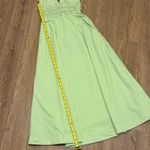 ZARA  X-Small Poplin Bright Green Ruched Midi Dress Pockets 100% Cotton Photo 2