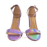 Bamboo  Metallic Purple Snake Skin Ankle Strap Block Heel Sandals Photo 4