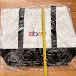 NEW eBay Branded Canvas Tote Bag 17" x 13 1/2" w/ 8" Carry Straps & Front Pocket White Photo 3