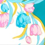 Vintage Scarf Floral Bright Tulips Square Spring Easter Mothers Day Gift Retro Green Photo 2