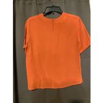 SLB Women's Medium Orange Blouse, 100% Silk, Office Shirt, Professional Blouse Orange Photo 1