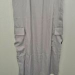 EMERSON LANG | NWT Gray Silver Cargo Pocket Skirt Silky Maxi Drawstring | XL Photo 2