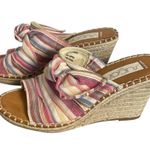 Sugar Hundreds Wedge Sandals Fabric Natural Multicolor Beach Stripe Size 8.5 Photo 2