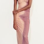 ZARA dress maxi midi corset fitted bodycon mesh mauve beige wedding party Photo 10